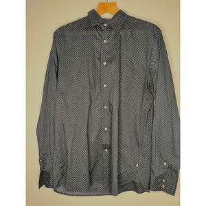 John Varvatos USA Mens Black Dot Print Button Down Shirt Size M